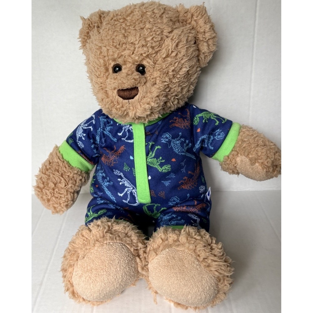 Build A Bear Timeless Teddy Bear 16" Curly Fur Plush Tan 2 outfits